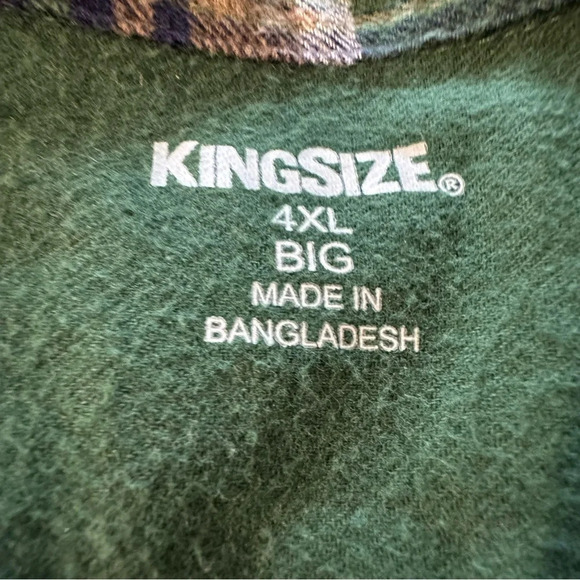King Size 4XL Green Button Down Flannel - Picture 4 of 5